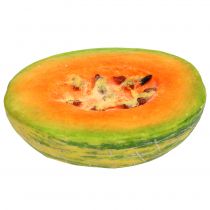 Dekorativ honungsmelon halverad orange, grön 13cm