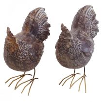 Deco kycklingar dekorativ figur trädgårdsfigur kyckling vintage H17cm 2st