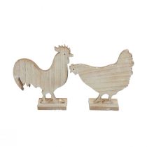 Artikel Dekorativ kyckling påskdekoration träbordsdekoration 14,5 cm set om 2