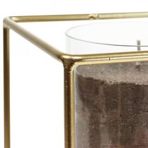 Artikel Dekorativ ljusstake guld metall lykta glas 12×12×13cm