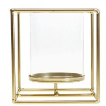 Artikel Dekorativ ljusstake guld metall lykta glas 12×12×13cm