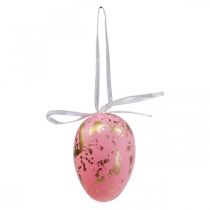 Deco påskägg att hänga upp rosa/grönt/guld påskpynt 12 st