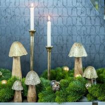 Dekorativ svamp metall trä gyllene, naturlig dekorativ display 13,5 cm