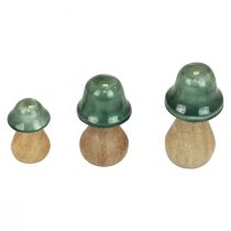 Dekorativa svampar träsvampar mörkgröna glänsande H6/8/10cm set om 3