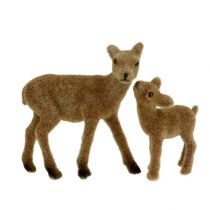 Deco rådjur 10cm med fawn brun flockade set