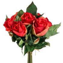 Deco rosor bukett konstgjorda blommor rosor röd H30cm 8st