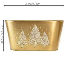 Artikel Dekorativ oval skål, julgransformad kruka, guld, 24×13×12,5 cm