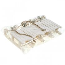 Artikel Dekorativ släde vit silver med klocksnöre L13cm 4 st