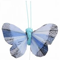 Deco fjärilar fjäder fjäril rosa, blå 6cm 24p