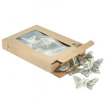Artikel Dekorativa fjärilar metallhängande dekoration silver 5cm 30 st