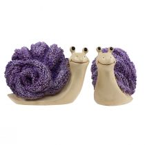 Artikel Dekorativa sniglar dekorativa figurer lila beige lavendel 12cm 2st