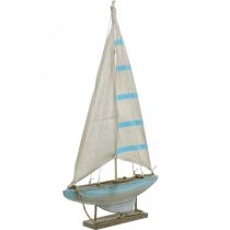 Artikel Deco segelbåt trä blå-vit maritim bordsdekoration H54,5cm