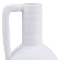 Artikel Dekorativ vas vit blomvas med handtag keramik H26cm