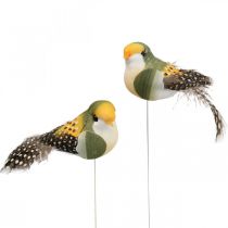 Deco fåglar mini fågel på tråd fjäderdekoration 3×6cm 12st