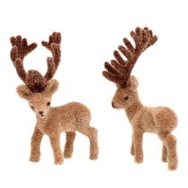 Artikel Deco rådjur mini brun flockad 11cm 6 st