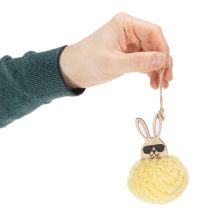 Artikel Påskharedekoration för upphängning, Fluffig kanin, Gul, Ø7cm, 6 delar