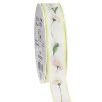 Artikel Presentband med Bellis blommönster för hantverk och förpackning, 25 mm x 20 m
