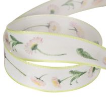 Artikel Presentband med Bellis blommönster för hantverk och förpackning, 25 mm x 20 m
