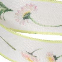 Artikel Presentband med Bellis blommönster för hantverk och förpackning, 25 mm x 20 m