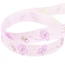 Artikel Dekorationsband blommor vårpresent band lila 15mm 20m