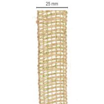 Artikel Dekorativt band av grönt jute, naturligt, 25 mm brett, 10 m längd