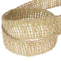 Artikel Dekorativt band av grönt jute, naturligt, 25 mm brett, 10 m längd