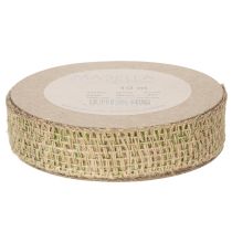 Artikel Dekorativt band av grönt jute, naturligt, 25 mm brett, 10 m längd