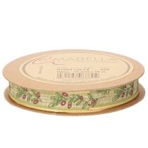 Artikel Presentband olivkvist med eleganta grenar och oliver 1,5 cm 15 m