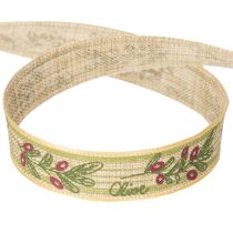 Artikel Presentband olivkvist med eleganta grenar och oliver 1,5 cm 15 m