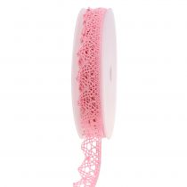 Dekorativt spetsband 22mm 20m rosa
