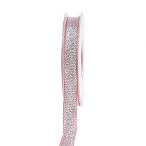 Dekorativt band jul-rosa-silver 15mm 20m