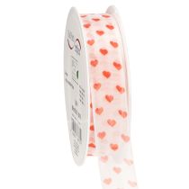 Artikel Presentband med hjärtan, perfekt för kreativa förpackningsidéer och personliga presenter, 2,5 cm brett, 15 m långt