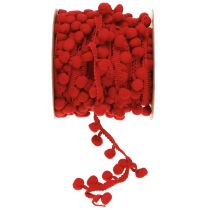 Artikel Dekorationsband med pompoms Pom Pom Band Röd 20mm 15m