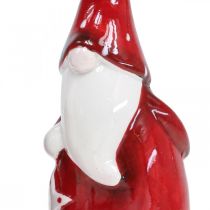 Artikel Jultomtefigur Nicholas röd, vit keramik H13,5cm 2st