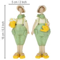 Artikel Dekorativa trädgårdsfigurer, borddekoration, sommar, grön/gul, 16,5 x 5,5 cm, 2 stycken