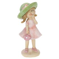 Artikel Dekorativa figurer av flickor med hattar, rosa och gröna, 6,5x5,5x14,5 cm, 2 stycken