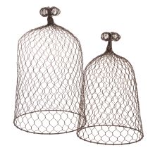 Artikel Dekorativ metallklocka, klätterhjälp, ståltrådshuv, brun, rostfri yta, H50/41cm Ø30/25cm, set om 2