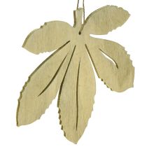 Artikel Dekorativ hängare trä höstlöv grön natur brun 12x10cm 12 st