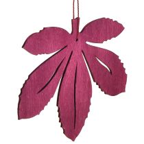 Artikel Dekorativ galge trä höstlöv rosa lila grön 12x10cm 12 st