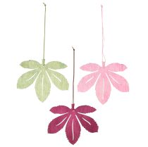 Artikel Dekorativ galge trä höstlöv rosa lila grön 12x10cm 12 st