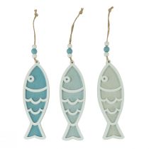 Artikel Dekorativ hängare fisk trähängande dekoration maritim blå 12cm 9st