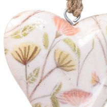 Deco hängare trä hjärta deco hängare motiv blommor 7x10x2,5cm
