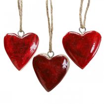 Dekorationshängare trähjärtan dekorativa hjärtan röda Ø5–5,5cm 12 st.