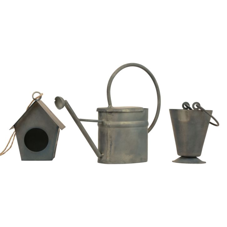 Dekorativ hängare metall dekorativ trädgårdsgrå vintage 5-15 cm set om 3