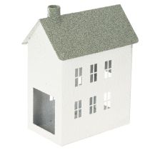 Artikel Dekorativt metallhusformat hus med fönster och skorsten, 22 cm