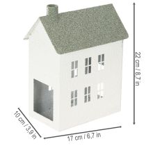 Artikel Dekorativt metallhusformat hus med fönster och skorsten, 22 cm