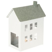 Artikel Dekorativt metallhusformat hus med fönster och skorsten, 22 cm