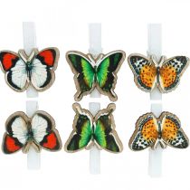 Dekorativ klämfjäril, presentdekoration, vår, fjärilar av trä 6st