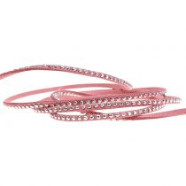 Artikel Dekorativt läderkabel rosa med nitar 3mm 15m