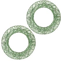 Artikel Grön dekorativ krans av trådnät för gör-det-själv-projekt, 19 cm, 2 stycken